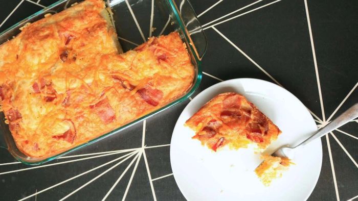 Begin Your Morning With a Delicious Bacon, Egg, and Cheese Pancake Casserole