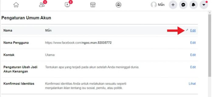 Tại mục Nama, nhấp vào Edit để tiếp tục thủ thuật thay đổi tên của bạn.