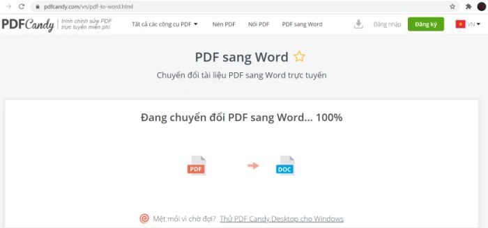 Hướng dẫn chuyển đổi từ file PDF sang Word qua pdfcandy