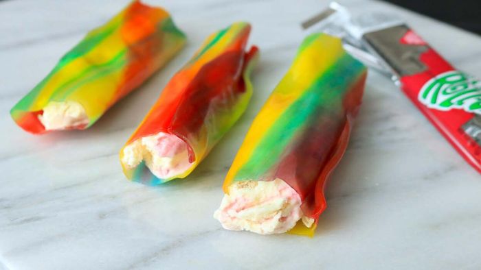 Fruit Roll-Up Ice Cream presents a playful twist on an old favorite, combining the fun of the iconic snack with the creamy coolness of ice cream, perfect for a nostalgic, yet modern treat.