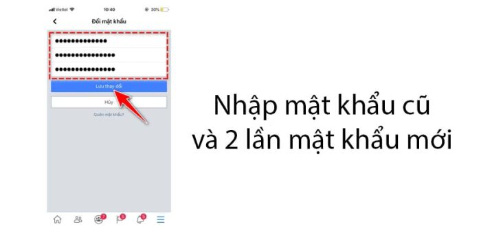 Nhấn Lưu thay đổi để cập nhật mật khẩu mới cho tài khoản của bạn.