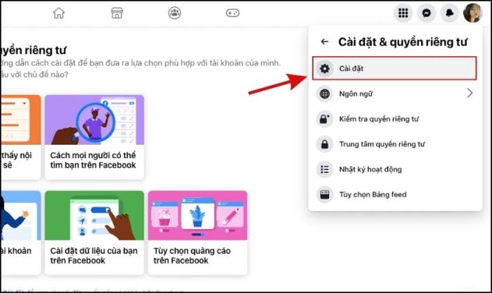 Chọn mục Cài đặt