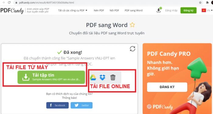 Chuyển đổi file PDF sang Word qua pdfcandy