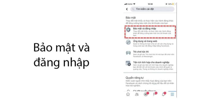 Chọn vào mục Bảo mật và tiếp tục chọn Đăng nhập.