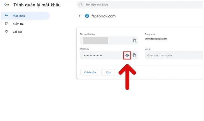 Nhấn vào biểu tượng con mắt để xem mật khẩu của bạn
