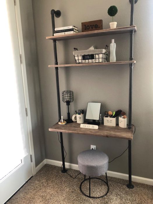another reviewer repurposing the desk as a vanity