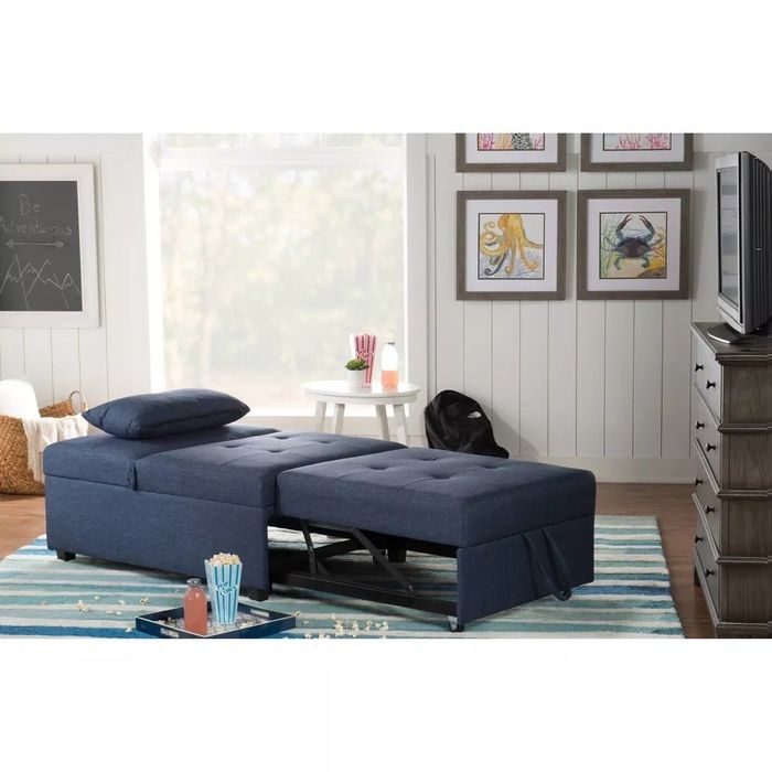 the piece set up as a bed