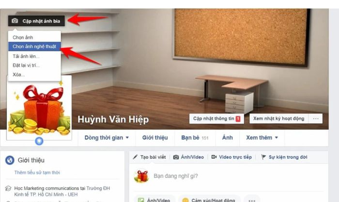 Hướng dẫn thay đổi ảnh bìa video chỉ hiển thị với riêng bạn trên Facebook.