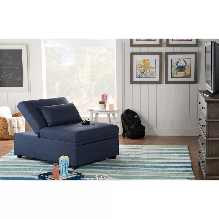 the piece positioned as a reclining chair