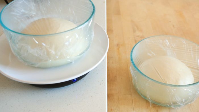 Two bowls containing dough.