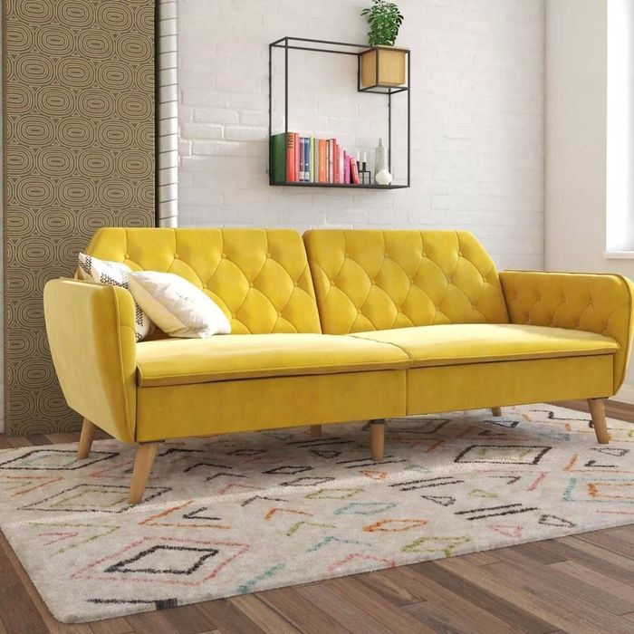 the vintage-inspired velvet futon