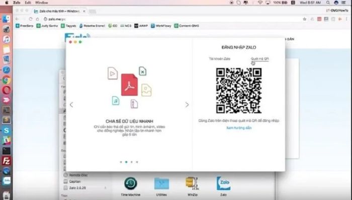 Đăng nhập vào Zalo bằng cách quét mã QR trên thiết bị của bạn.