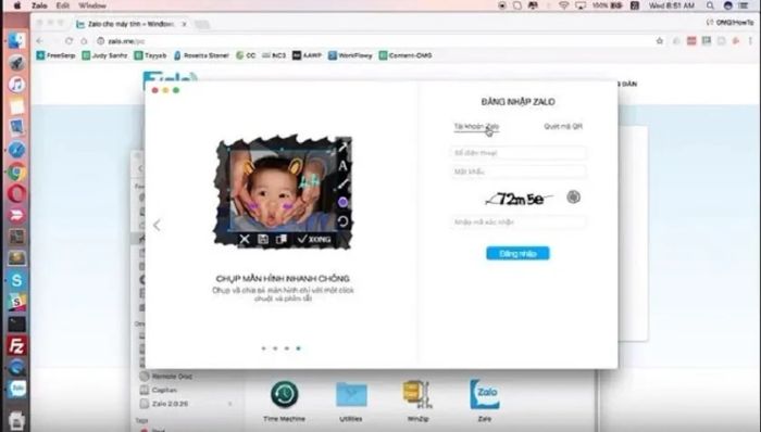 Mở ứng dụng Zalo đã cài đặt trên MacBook.