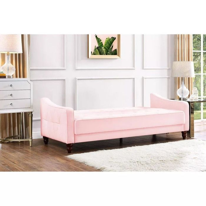 the tufted sofa converted into a bed