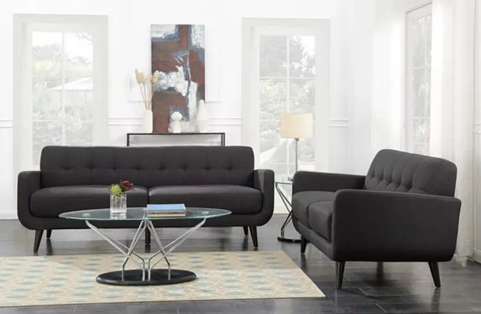 The Hailey loveseat in a deep charcoal hue