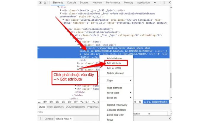 Click chuột phải và chọn 'Chỉnh sửa Thuộc tính'