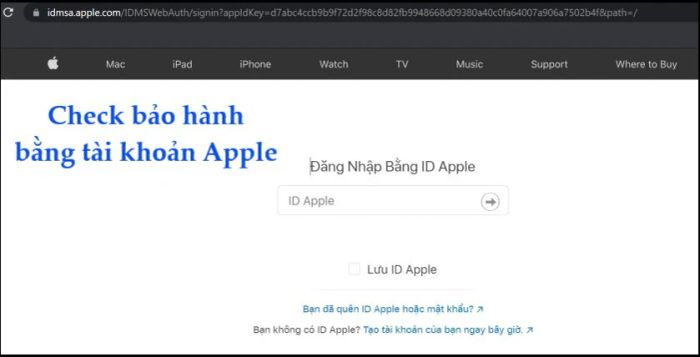 Kiểm tra tình trạng bảo hành của Macbook Air / Pro bằng cách sử dụng tài khoản Apple của bạn.