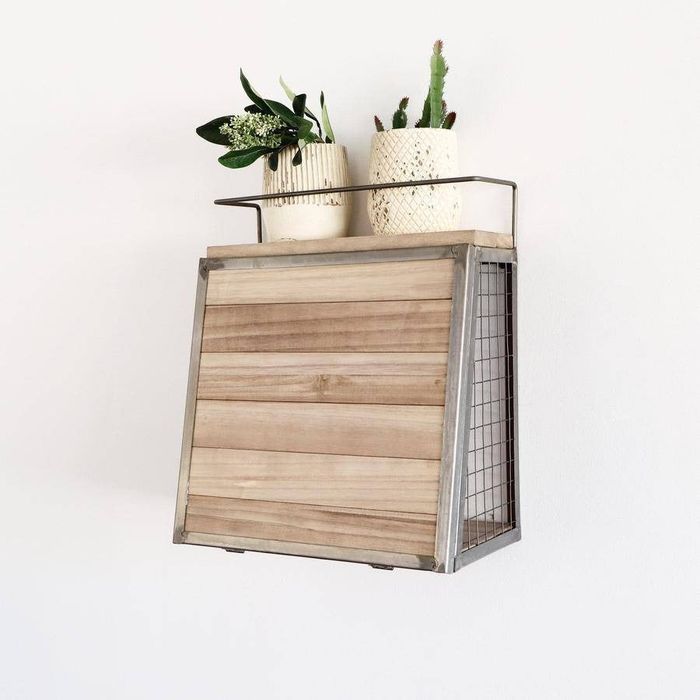 The cubby folded closed for a compact and tidy storage solution.