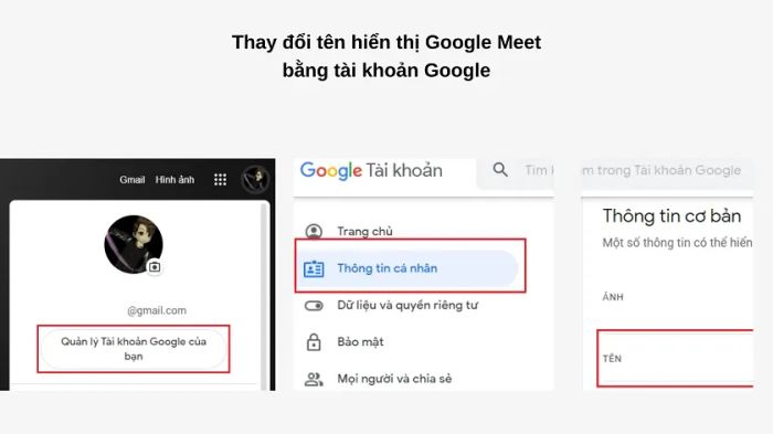 Thay đổi tên trên Google Meet thông qua tài khoản Google