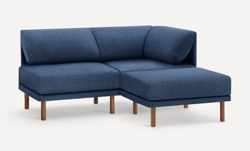 An image of the three-piece lounger in a stylish navy blue hue.