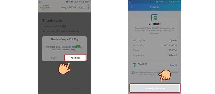 Hướng dẫn nạp thẻ Tốc Chiến qua Zalo Pay