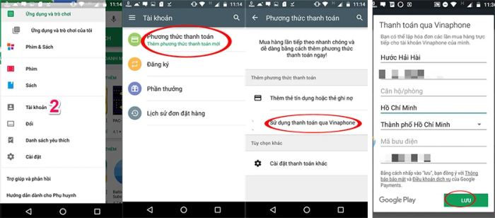 Nạp thẻ qua nhà mạng Vinafone trên CH Play