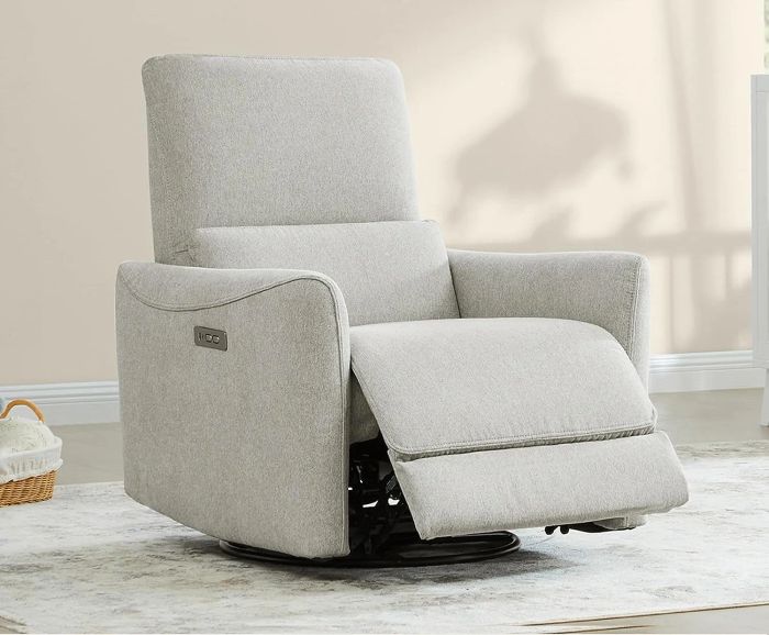 the power recliner swivel glider in dove gray