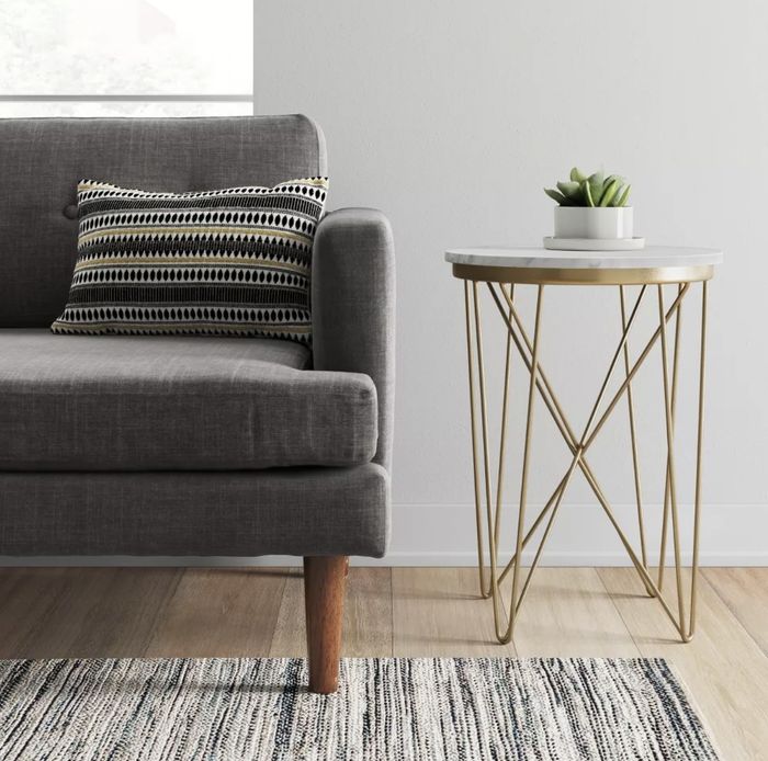 The side table placed next to the couch
