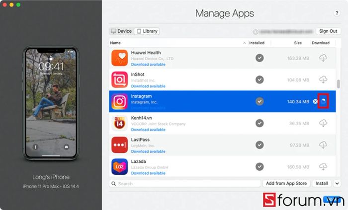Nhấn vào biểu tượng download (Hình đám mây)