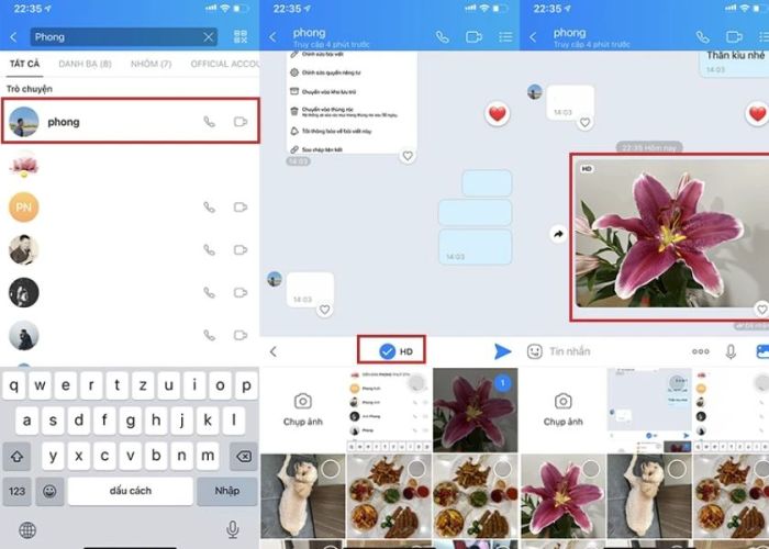 Gửi ảnh chất lượng cao qua Zalo