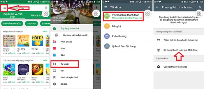 Nạp thẻ qua nhà mạng Mobifone trên CH Play