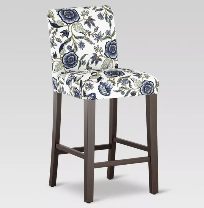 The floral-patterned barstool