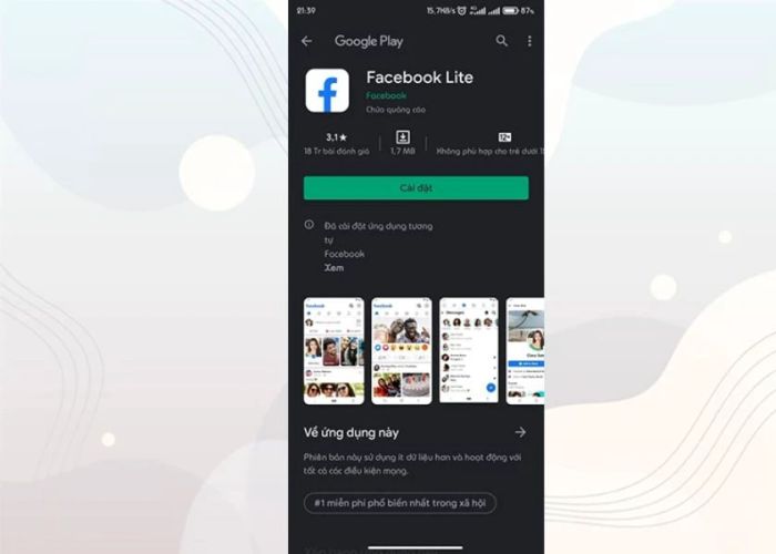 Sử dụng ứng dụng Facebook Lite