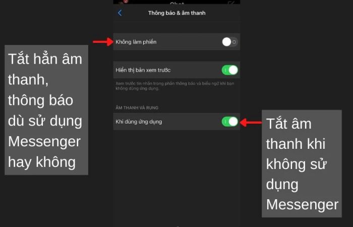 Tắt thông báo trên ứng dụng Messenger
