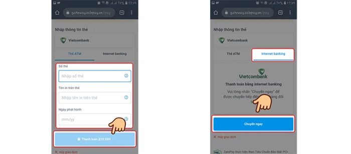 Nạp thẻ Tốc Chiến Liên Minh qua ATM