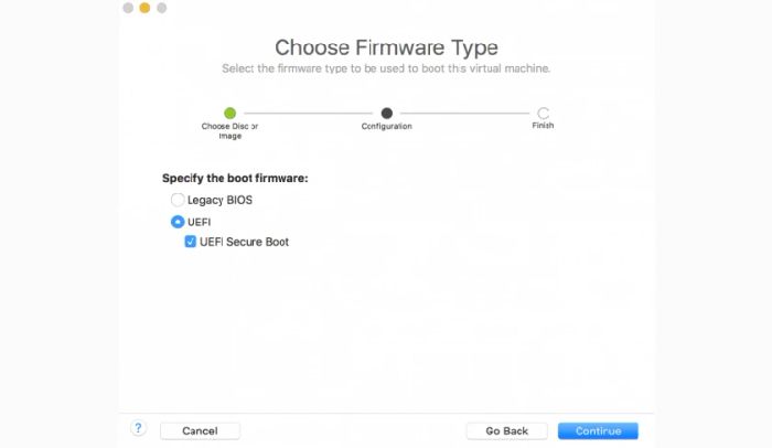 Nhấn nút Continute để tiếp tục.