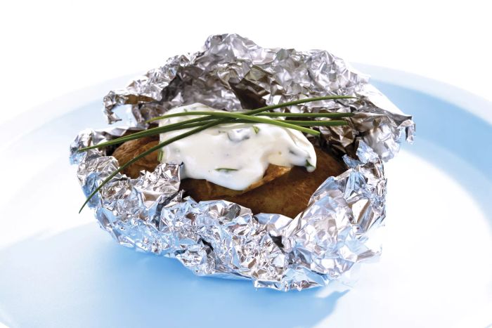 Cooking potatoes in foil