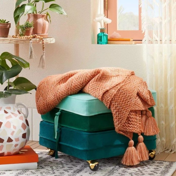 the cushions stacked together