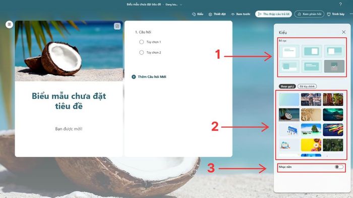 Microsoft Forms cung cấp khả năng tùy chỉnh giao diện một cách đơn giản và linh hoạt.