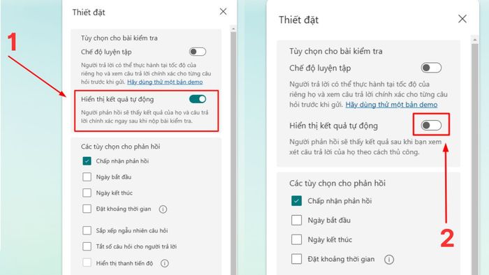 Ms Forms giúp ngăn chặn gian lận bằng cách ẩn kết quả ngay sau khi hoàn thành bài kiểm tra.