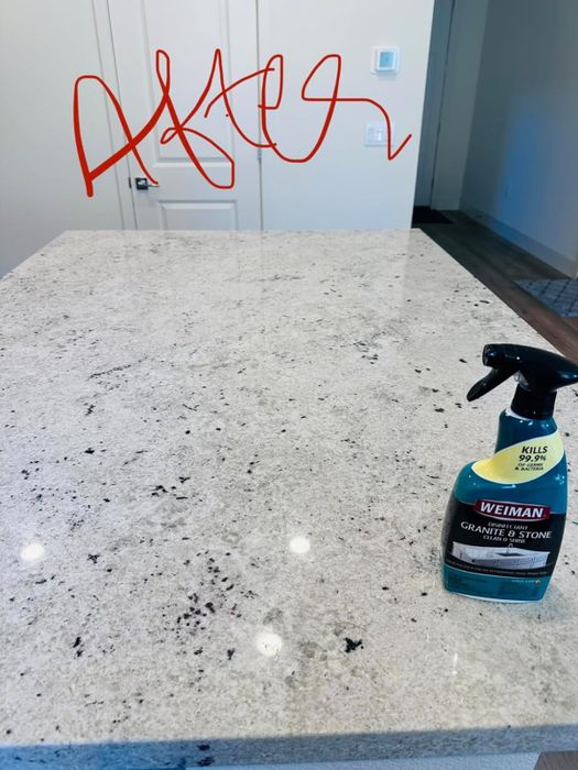 Reviewer's countertop after applying the granite cleaner