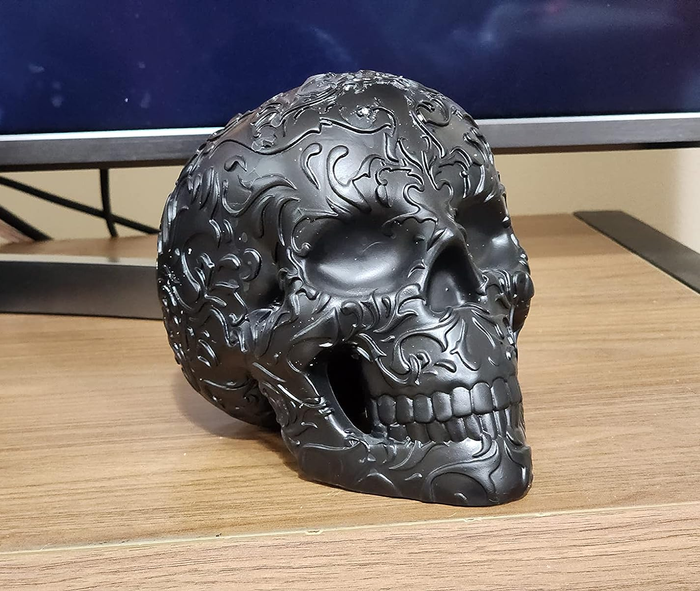 The black skull sitting on a reviewer’s desk
