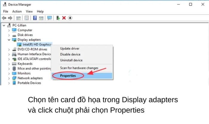 Xem thông tin GPU thông qua Device Manager
