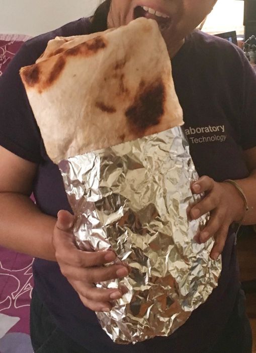 The blanket, neatly folded and wrapped in shiny foil.