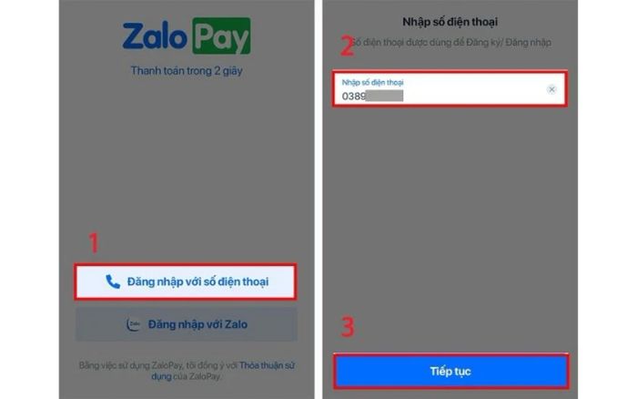 Đăng ký Zalo Pay thông qua Số điện thoại