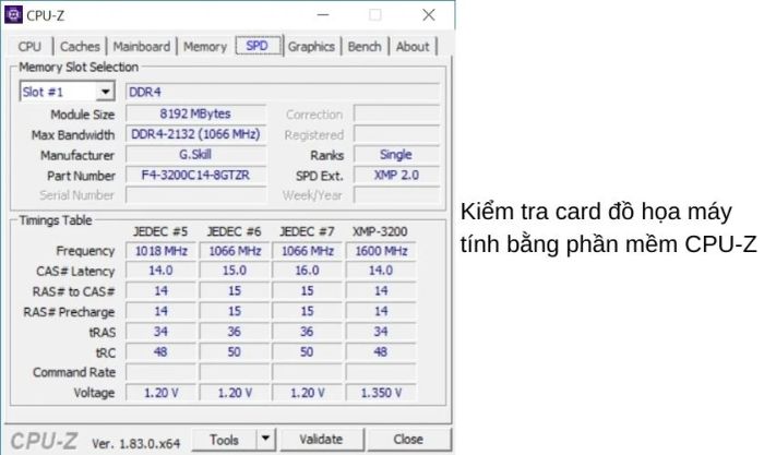 Kiểm tra card màn hình thông qua phần mềm CPU-Z