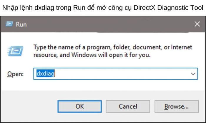kiểm tra card màn hình bằng công cụ Run trên Windows