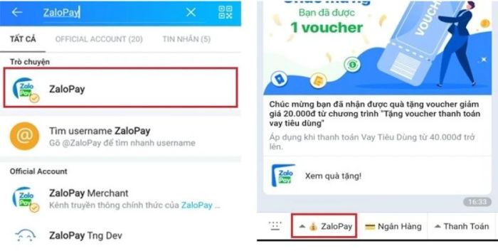 Đăng ký ZaloPay qua ứng dụng Zalo