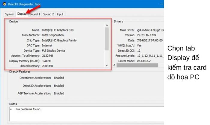 kiểm tra card màn hình bằng công cụ Run trên Windows