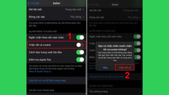Cách xóa cookie trên iPhone 9
